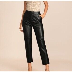Lulus Women Medium Open Minded Black Vegan Leather Pants With Pockets Raw Hem